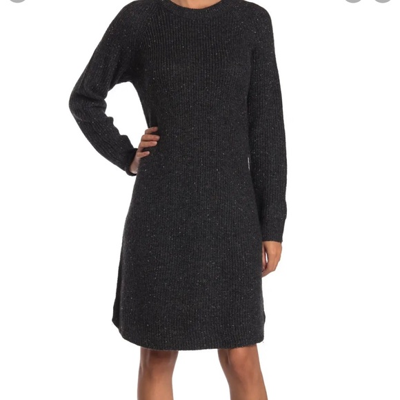 Madewell Curved Hem Sweater Dress In Donegal Thunder